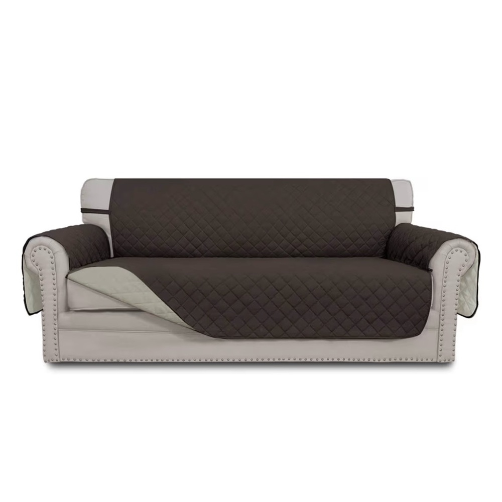 NWT Easy-Going Chocolate/Beige Reversible Couch Cover for 3 Cushion Couch
